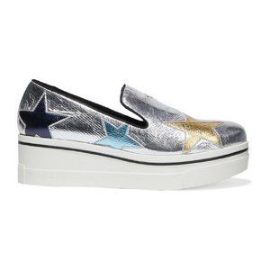Stella McCartney Binx Star Metallic Vegan Leather Platform Slip-on Sneakers